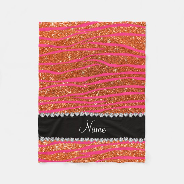 Name heißen rosa zebra stripes orange Glitzer Fleecedecke (Vorderseite)