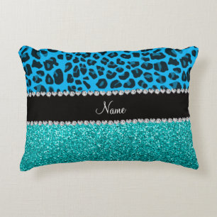 Name Himmelblau leoparden türkisfarbenen Glitzer Zierkissen