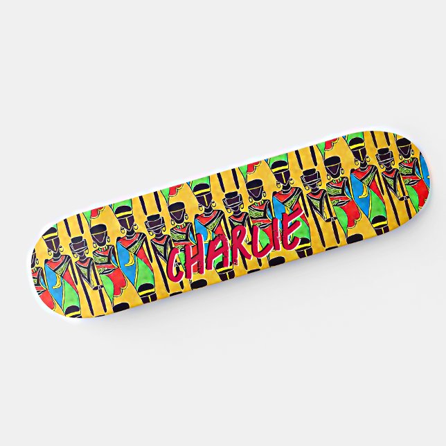 Name hinzufügen, Abstrakte afrikanische Zahlen auf Skateboard (Von Creator hochgeladen)