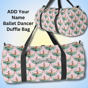 Name hinzufügen, Aqua Apricot tanzen Ballerina auf Duffle Bag