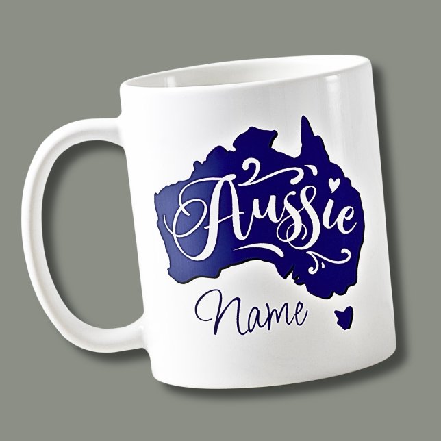 Name hinzufügen - Aussie auf Australien Karte Kaffeetasse (Von Creator hochgeladen)