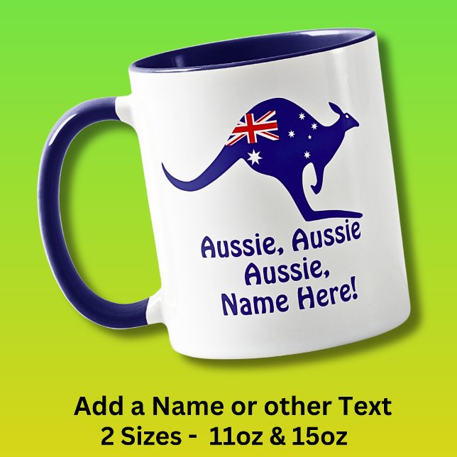 Name hinzufügen, Aussie Aussie Aussie, Blue Kangar Tasse (Von Creator hochgeladen)