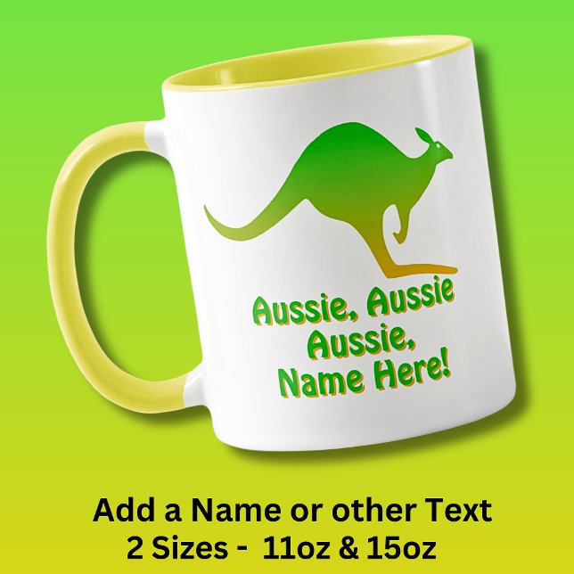 Name hinzufügen, Aussie Aussie Aussie Green Gold K Tasse (Von Creator hochgeladen)
