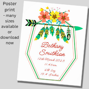 Name hinzufügen - Birth Details Feathers Blume Kin Poster
