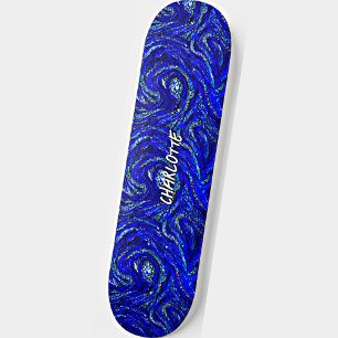 Name hinzufügen, Blau und Weiß-Wirbel Skateboard