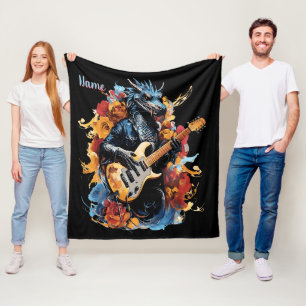 Name hinzufügen, Blue & Black Guitar Dragon Musici Fleecedecke