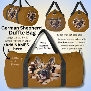 Name hinzufügen, deutscher Schäferhund, der aus Duffle Bag