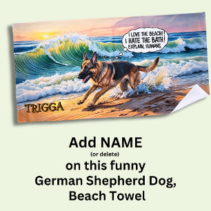 Name hinzufügen, deutscher Schäferhund, der in Wel Strandtuch