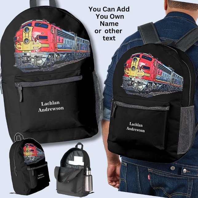 Name hinzufügen - Diesel-Lokomotive Bedruckter Rucksack (Von Creator hochgeladen)