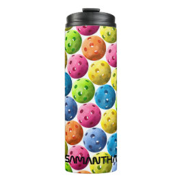 Name hinzufügen - Farbiges Pickleball Thermosbecher