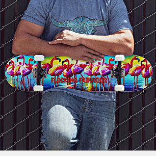 Name hinzufügen Flocking Fabulous Flamingo Rosa Ro Skateboard