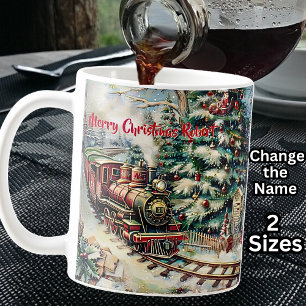Name hinzufügen, Frohe Weihnachts-Dampfzug Motor Kaffeetasse