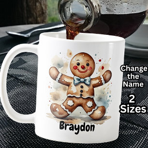 Name hinzufügen, Gingerbread Mann für Weihnachten Kaffeetasse
