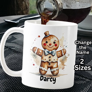 Name hinzufügen, Gingerbread Mann für Weihnachten Kaffeetasse