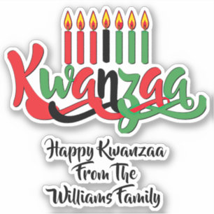 Name hinzufügen, glücklich Kwanzaa, sieben Kerzen  Aufkleber