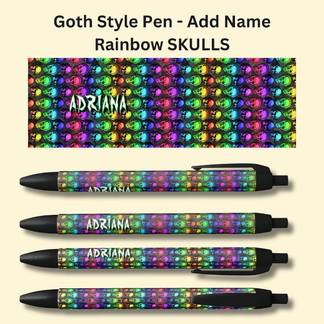 Name hinzufügen, Goth Gothic Rainbows Skulls auf s Kugelschreiber (Von Creator hochgeladen)