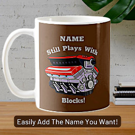 Name hinzufügen, immer noch mit Blöcken spielen, M Kaffeetasse