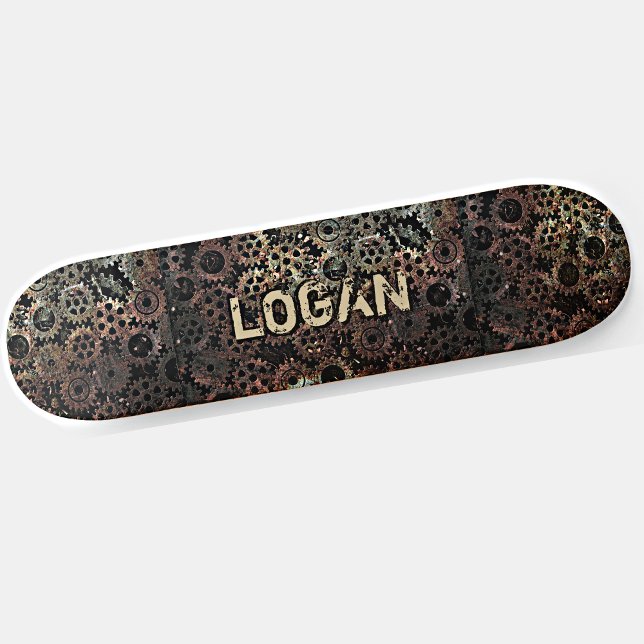 Name hinzufügen, Initial Brown Rusty Metal Look Ge Skateboard (Von Creator hochgeladen)