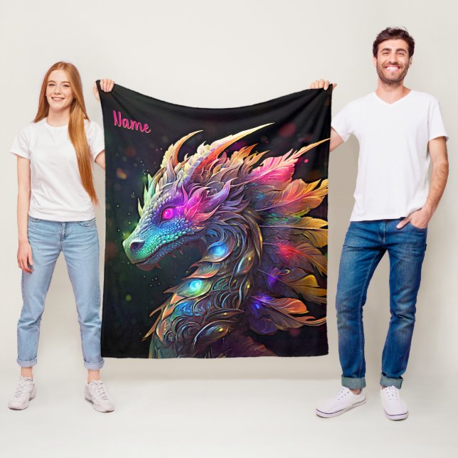 Name hinzufügen, Iridescent Dragon Fleecedecke (Beispiel)