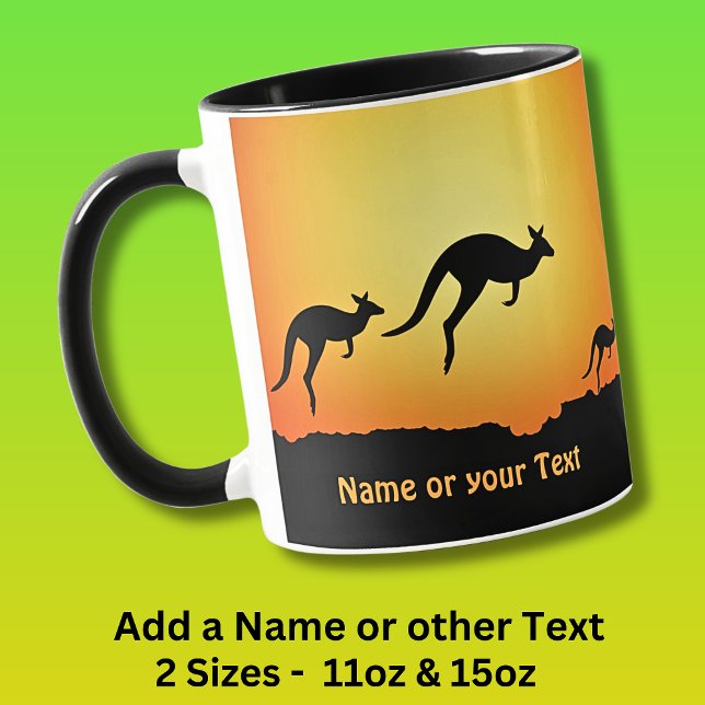 Name hinzufügen Kangaroos bei Sunset Dusk Gold auf Tasse (Von Creator hochgeladen)