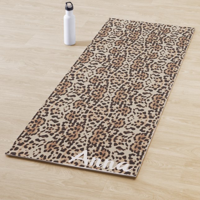  Name hinzufügen. Leopard-Stil Print. Yogamatte (Beispiel)