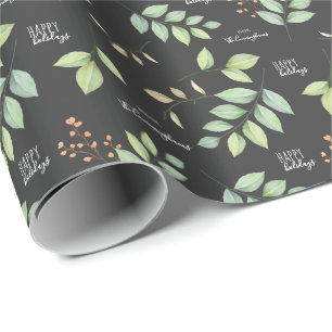 Name hinzufügen  Moderne Aquarelle - Feiertage Geschenkpapier