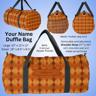 Name hinzufügen, orange braune Herbstsonnenklänge Duffle Bag