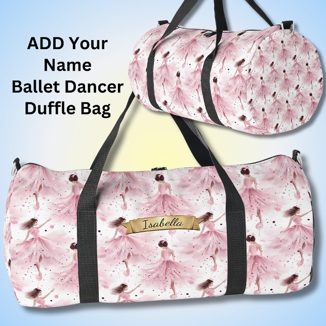 Name hinzufügen, Rosa tanzen Ballerina Duffle Bag (Von Creator hochgeladen)