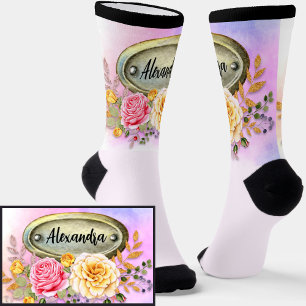 Name hinzufügen, Rose mit NamenPlattePlinth Socken