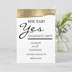 Name hinzufügen Sie sagte Ja Gold Glitzer Verlobun Einladung
