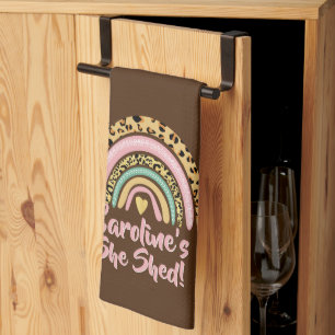 Name hinzufügen Sie Shed Leopard Print Pink Rainbo Geschirrtuch