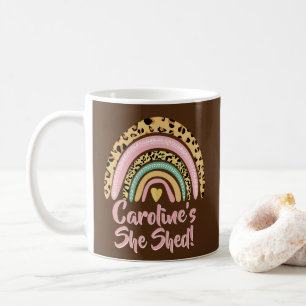 Name hinzufügen Sie Shed Leopard Print Pink Rainbo Kaffeetasse