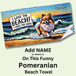 Name hinzufügen, Spitz-Splashing im Wellen-Hund Strandtuch