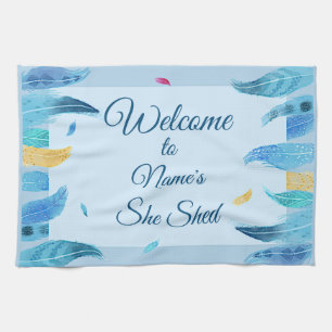 Name hinzufügen Text bearbeiten Sie Shed Boho Blau Geschirrtuch