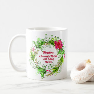 Name hinzufügen Text Großmutter Rosa Floral Boho Kaffeetasse
