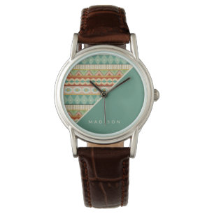 Name hinzufügen Wasserfarbiges Tribal Armbanduhr