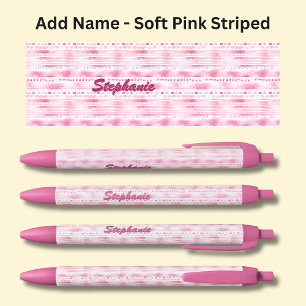 Name hinzufügen, weich rosa Abstrakte Streifen Kugelschreiber