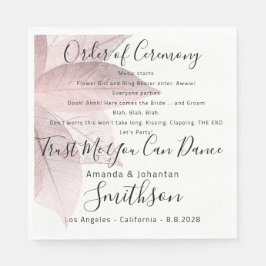 Name Hochzeitsprogramm Rose Blumenzitate Serviette