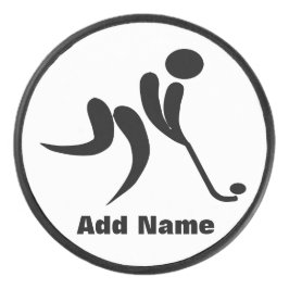 Name Hockey Player Stick Puck Schwarz-weiß hinzufü