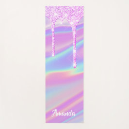 Name Holographic Pink Girly Gift Idee Tropfen Yogamatte