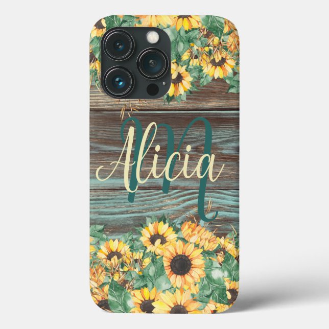 Name Holz und Sonnenblumen Case-Mate iPhone Hülle (Rückseite)