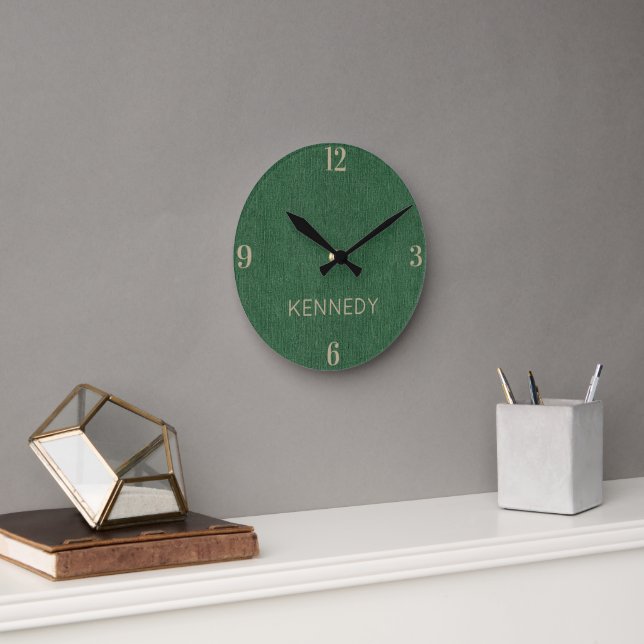 Name || Home Office Classic Green Denim Print 8-in Runde Wanduhr (Büro)