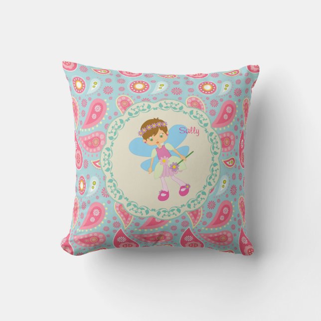 Name Hübsch Fairy Pink Paisley Kinderzimmer hinzuf Kissen (Vorderseite)