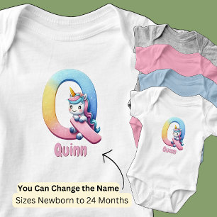 Name Hübsch rosa Niedlicher Buchstabe Q Einfärbung Baby Strampler