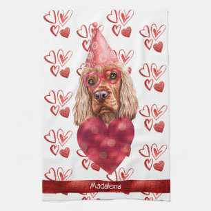 Name Hunde Liebhaber Valentinstag Geschenk Cocker  Geschirrtuch