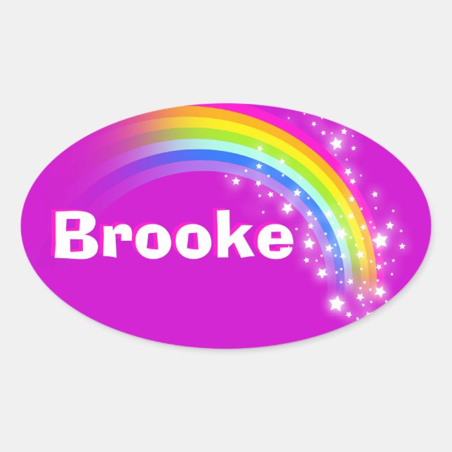 Name ID Brooke lila rosa Regenbogenkleber Ovaler Aufkleber (Vorderseite)