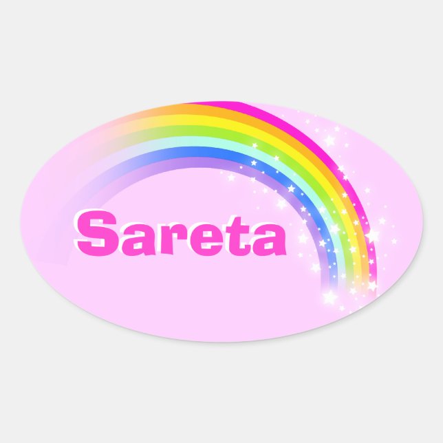 Name ID Sareta rosa Regenbogenkleber Ovaler Aufkleber (Vorderseite)