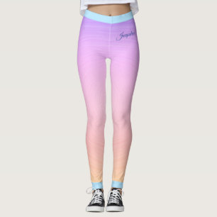 Name in blau auf hellrosa und orange glänzend leggings