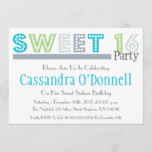 Name in Lights Sweet 16 Party Einladungen (grau)