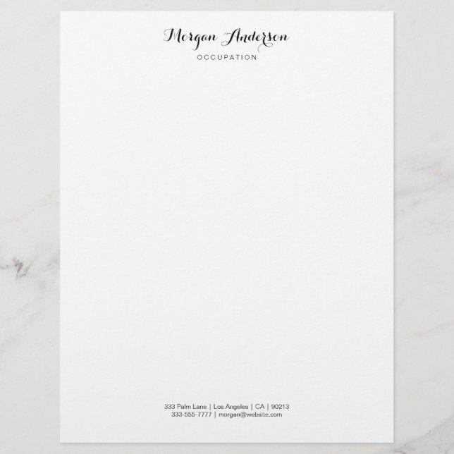 Name & Info, Wh & Rose Gold-Marmor Briefbogen (Vorderseite)